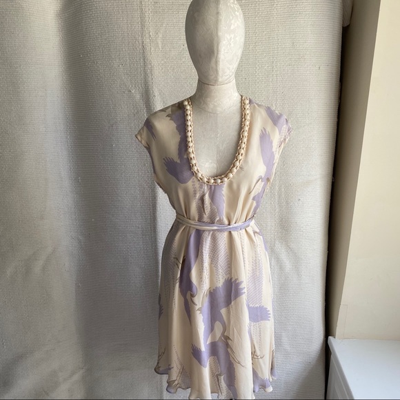 Reformation OG Silk Vintage 90s Crane Print Dress - Picture 8 of 8